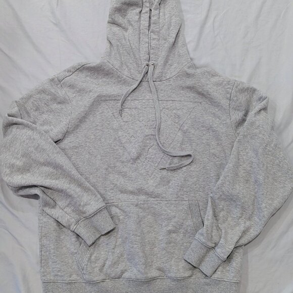 GUESS Unisex Gray Hoodie Size L New 3D Transparent Logo Pullover Cotton Classic - Picture 1 of 5